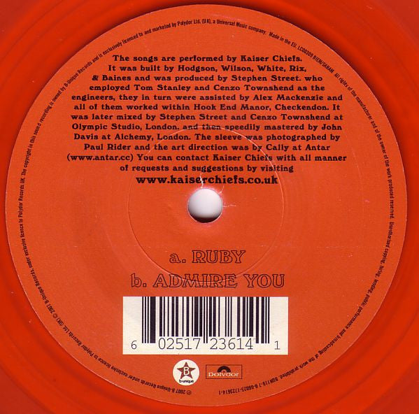 Kaiser Chiefs : Ruby (7", Single, Red)
