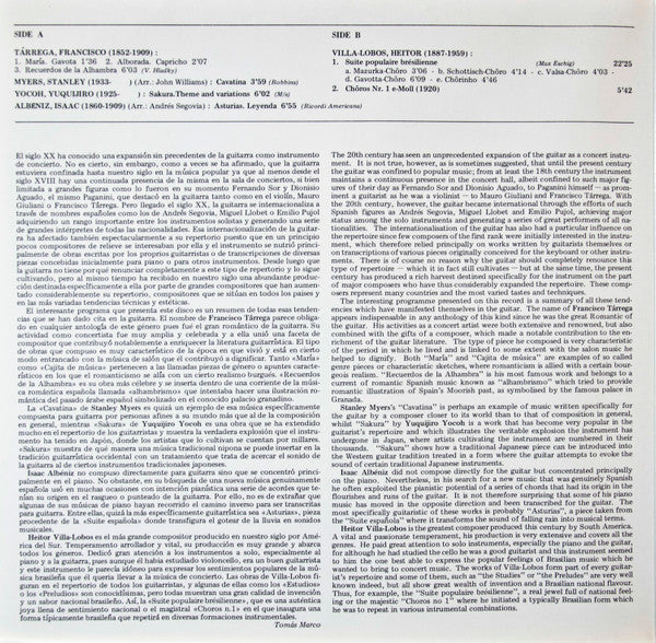 Diego Blanco (2) : Favourite Guitar Music (Tarrega, Myers, Yocoh, Albeniz & Villa-Lobos) (LP, Album, RM, Gat)