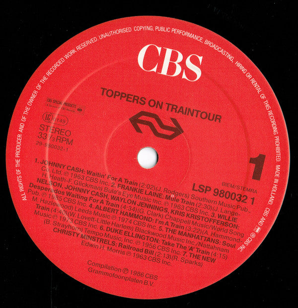 Various : Toppers On Train Tour - Fourteen Great Railroad Songs (LP, Comp)