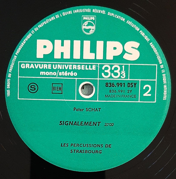 Milan Stibilj, Makoto Shinohara, Peter Schat, Les Percussions De Strasbourg : Épervier De Ta Faiblesse / Alternances / Signalement (LP)