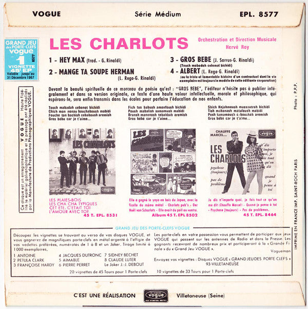 Les Charlots : Hey Max / Mange Ta Soupe Herman / Albert / Gros Bébé (7", EP)