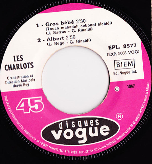 Les Charlots : Hey Max / Mange Ta Soupe Herman / Albert / Gros Bébé (7", EP)