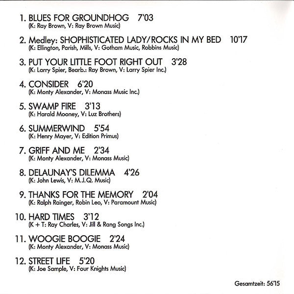 Ray Brown / Monty Alexander / Johnny Griffin / Martin Drew : Summerwind (CD, Album, RE)