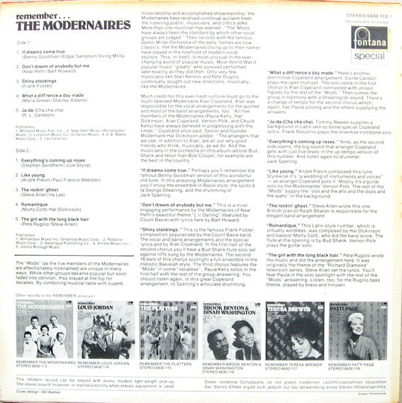 The Modernaires : Remember... The Modernaires (LP, Album, RE)