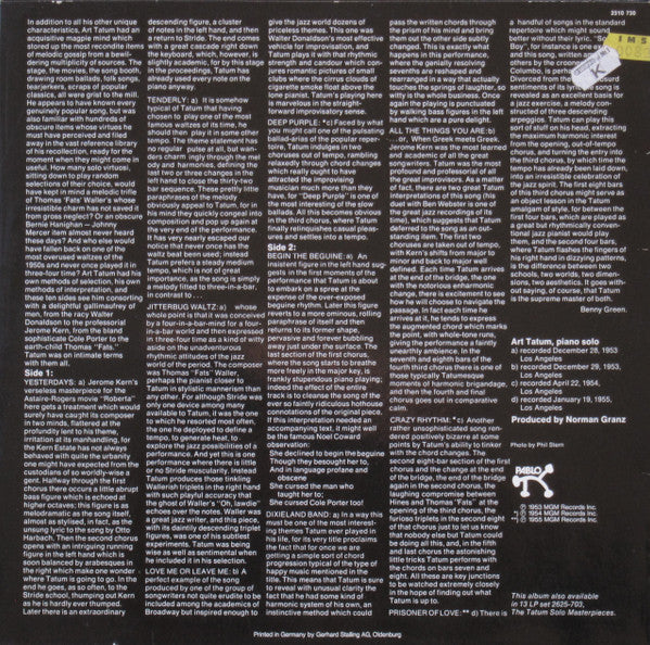 Art Tatum : The Tatum Solo Masterpieces, Vol. 3 (LP, Album)