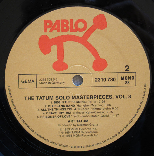 Art Tatum : The Tatum Solo Masterpieces, Vol. 3 (LP, Album)