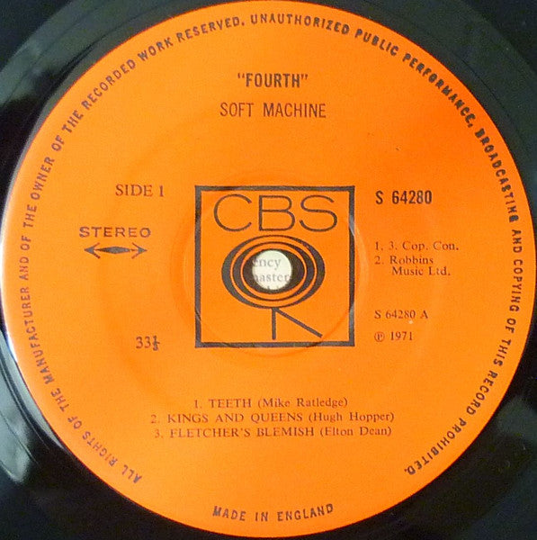 Soft Machine : Fourth (LP, Album, RP)
