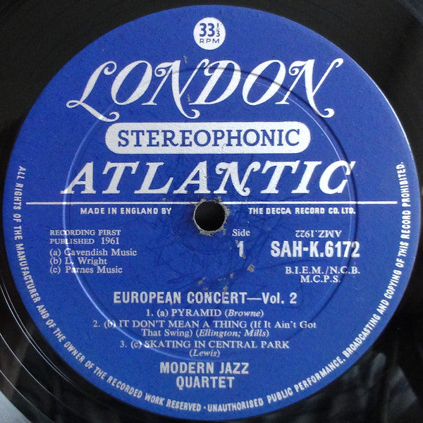 The Modern Jazz Quartet : European Concert: Volume Two (LP, Album)