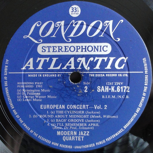 The Modern Jazz Quartet : European Concert: Volume Two (LP, Album)