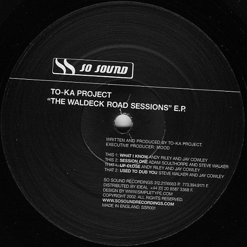 To-Ka Project* : The Waldeck Road Sessions E.P. (12", EP)