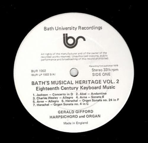 Gerald Gifford : Bath's Musical Heritage, Vol. 2 - 18th Century Keyboard Music (LP, Album)