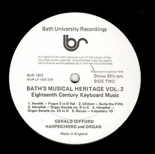Gerald Gifford : Bath's Musical Heritage, Vol. 2 - 18th Century Keyboard Music (LP, Album)