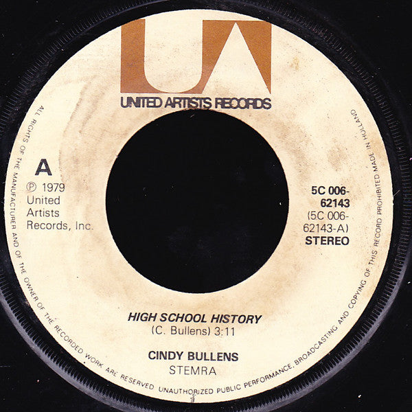 Cindy Bullens : High School History (7", Single)