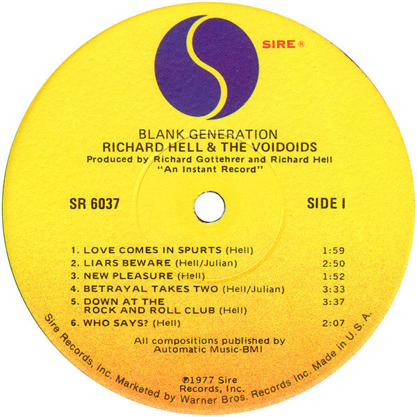 Richard Hell & The Voidoids : Blank Generation (LP, Album)