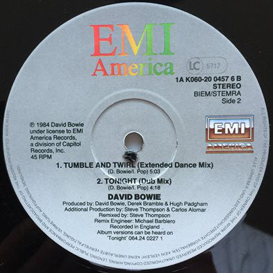 David Bowie : Tonight (Vocal Dance Mix) (12", Maxi)