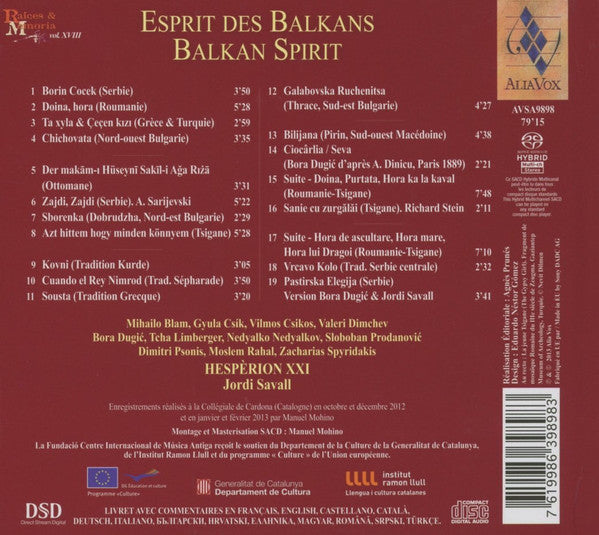 Hespèrion XXI, Jordi Savall : Esprit Des Balkans (SACD, Hybrid, Multichannel, Album)