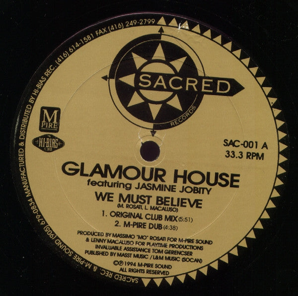 Glamour House Featuring Jasmine Jobity : We Must Believe (12")