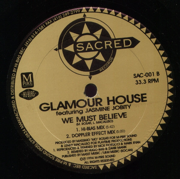 Glamour House Featuring Jasmine Jobity : We Must Believe (12")