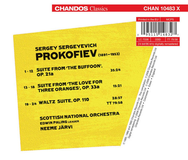 Sergei Prokofiev, Royal Scottish National Orchestra, Neeme Järvi : Suite From 'The Buffoon' / Waltz Suite / Suite From 'The Love For Three Oranges' (CD, Comp, RM)