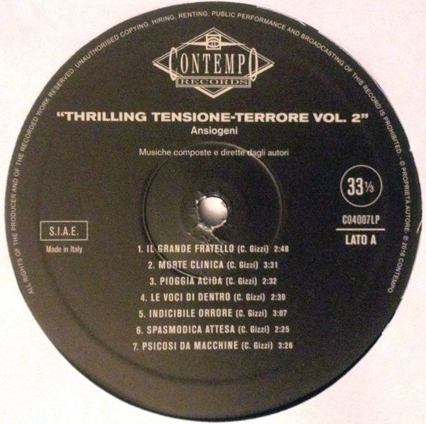 Various : Thrilling Tensione-Terrore 2 - Ansiogeni (LP, RE, RM)