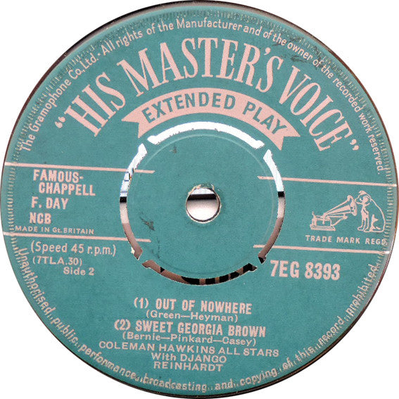 Coleman Hawkins And His All Star Jam Band With Django Reinhardt : Honeysuckle Rose (7", EP)