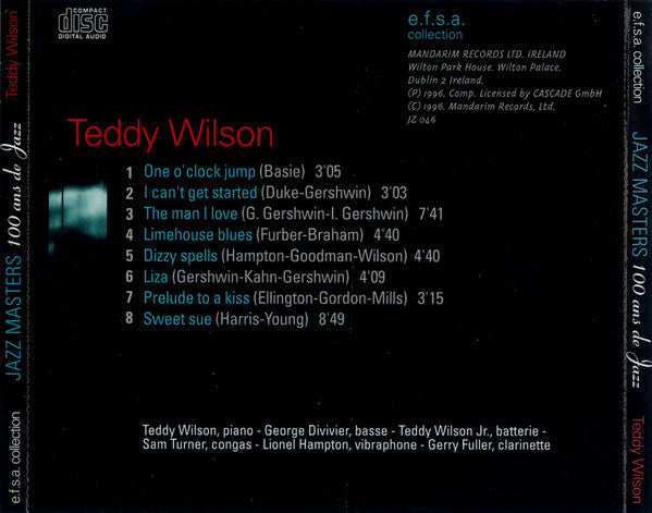 Teddy Wilson : Jazz Masters (100 Ans De Jazz) (CD, Album, RE)