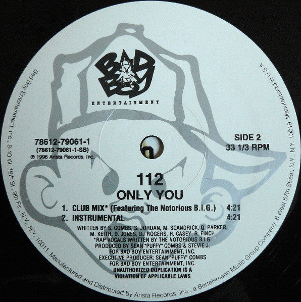 112 Featuring The Notorious B.I.G.* : Only You (12", Single)