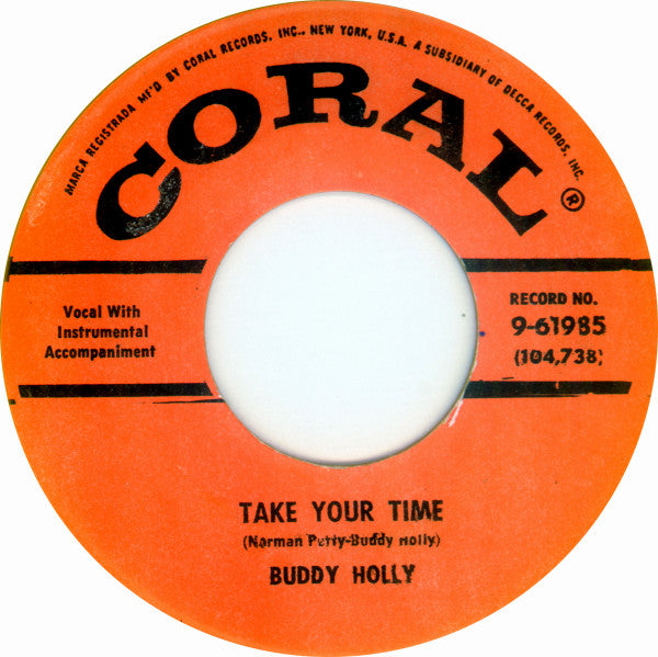 Buddy Holly : Rave On / Take Your Time (7", Single, Yel)