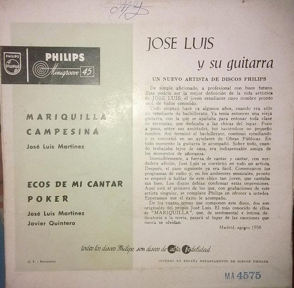 José Luis* : Mariquilla (7", EP, Blu)