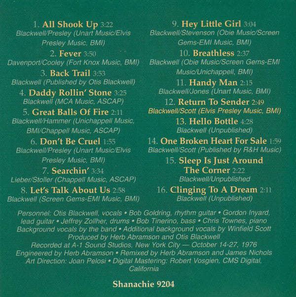 Otis Blackwell : All Shook Up (CD, RE)