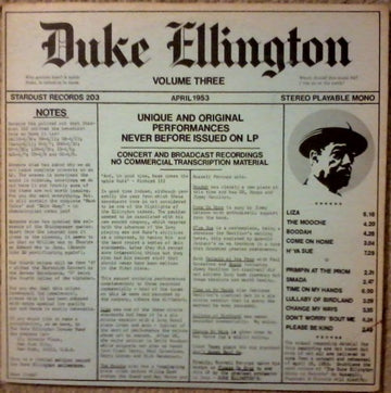 Duke Ellington : Volume Three, April 1953 (LP, Album, Mono)