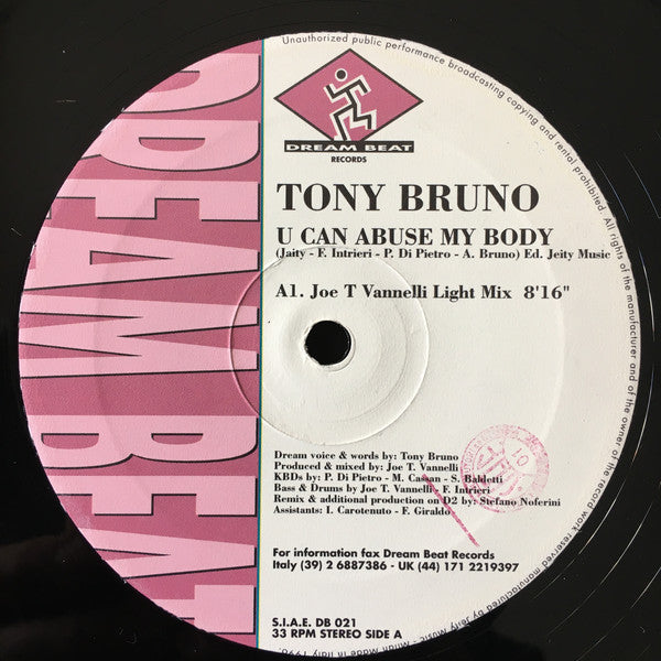 Tony Bruno : U Can Abuse My Body (2x12")