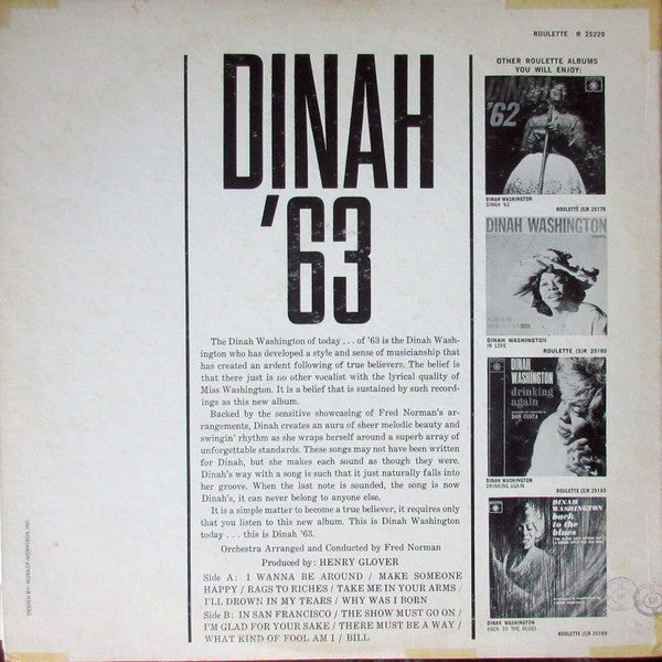 Dinah Washington : Dinah '63 (LP, Album, Mono)