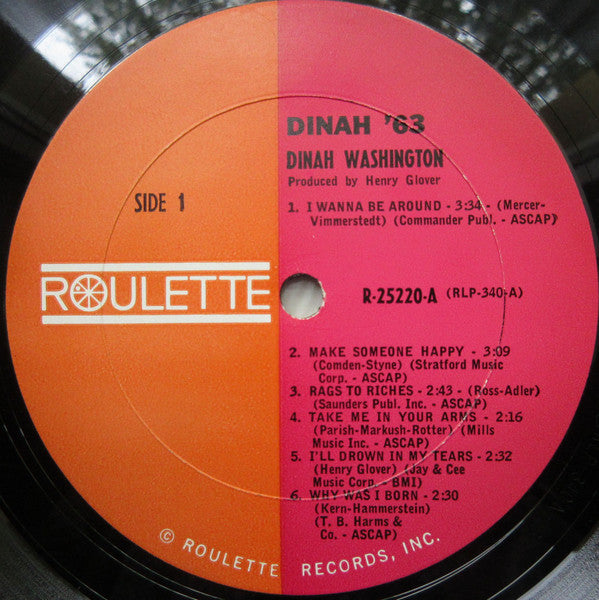 Dinah Washington : Dinah '63 (LP, Album, Mono)