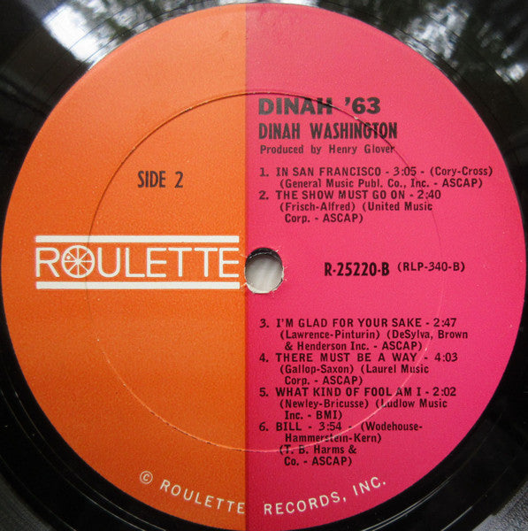 Dinah Washington : Dinah '63 (LP, Album, Mono)