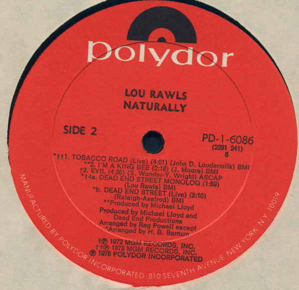 Lou Rawls : Naturally (LP, Album)