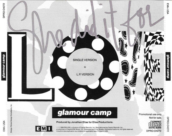 Glamour Camp : She Did It For Love (CD, Single, Promo)