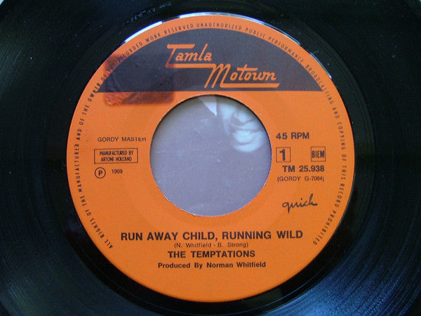 The Temptations : Runaway Child, Running Wild (7", Single, Mono)