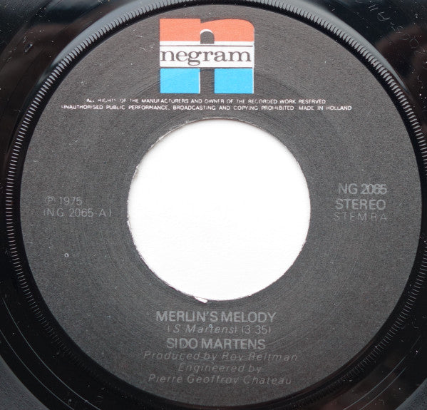 Sido Martens : Merlin's Melody (7", Single)
