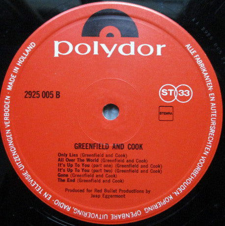 Greenfield & Cook : Greenfield & Cook (LP, Album)