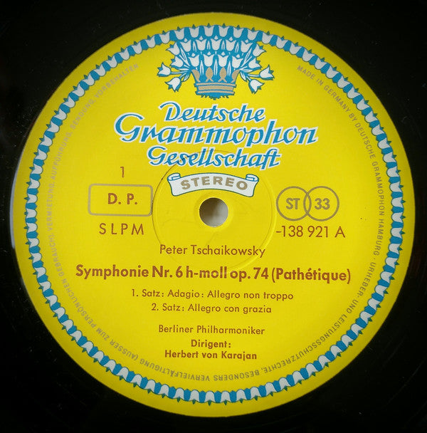 Peter Tschaikowksy* - Berliner Philharmoniker · Herbert von Karajan : Symphonie Nr.6 h-moll »Pathétique« (LP, RE)