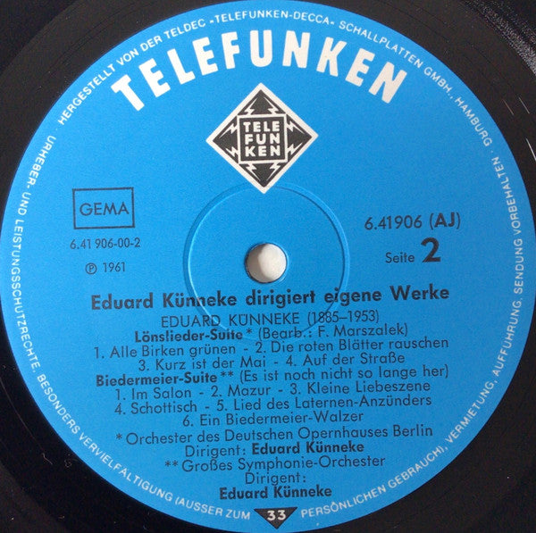 Eduard Künneke : Eduard Künneke Dirigiert Eigene Werke (LP, Comp)