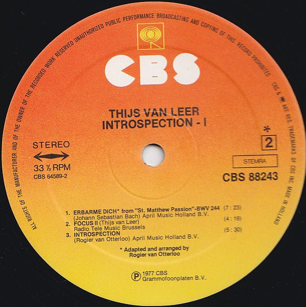 Thijs van Leer : Introspection Album I & II (2xLP, Comp)