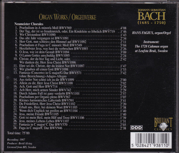 Johann Sebastian Bach / Hans Fagius : Organ Works Vol. II = Orgelwerke Vol. II (9xCD, Comp + Box)