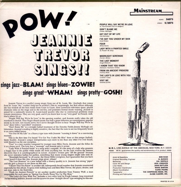 Jeanne Trevor : Pow! Jeannie Trevor Sings (LP, Album, Mono)