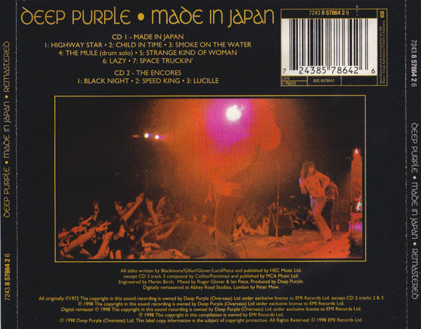 Deep Purple : Made In Japan (2xCD, Album, RE, RM)