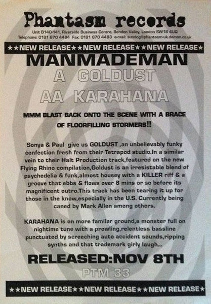 ManMadeMan : Gold Dust / Karahana (12", Promo, W/Lbl)