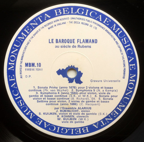 Alarius-Ensemble / Vocaal Kwartet Van Brussel : Le Baroque Flamand Au Temps De Rubens / La Renaissance En Flandres Au Temps De Breughel (LP)