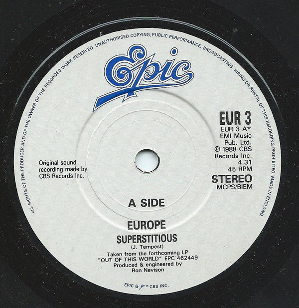 Europe (2) : Superstitious (7", Single)