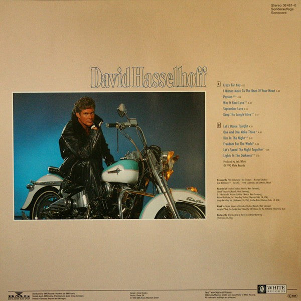 David Hasselhoff : Crazy For You (LP, Album, Club)